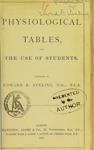 Cover for Physiological tables, for the use of students