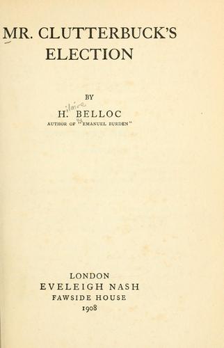 Cover for Mr. Clutterbuck's election