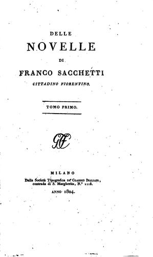 Cover for Della novelle di Franco Sacchetti.