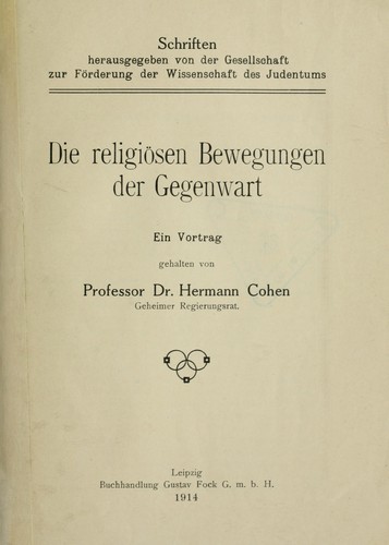Cover for Die reliösen Bewegungen der Gegenwart; ein Vortrag gehalten