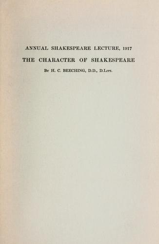 Cover for The character of Shakespeare