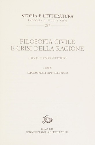 Cover for Filosofia civile e crisi della ragione