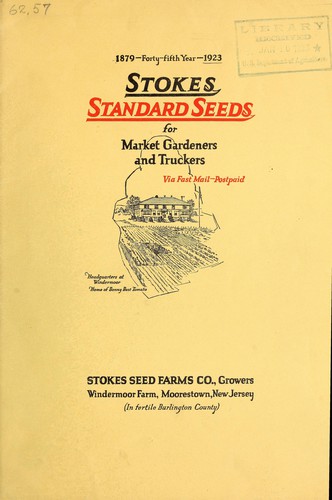 Cover for Stokes standard seeds for market gardeners and truckers via fast mail - post paid