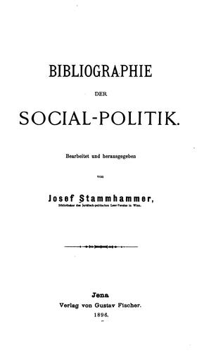 Cover for Bibliographie der social-politik.