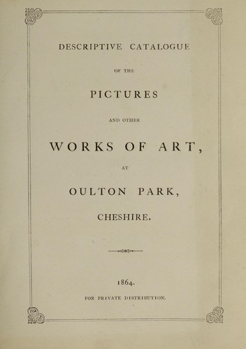Cover for Descriptive catalogue of the pictures and other works of art