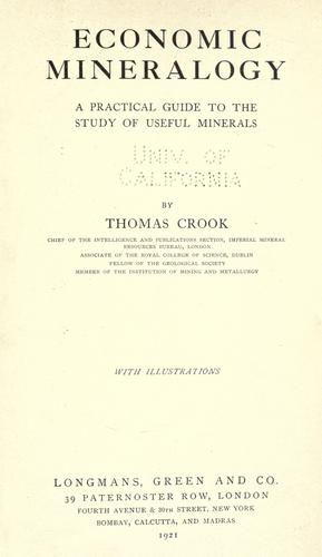 Cover for Economic mineralogy