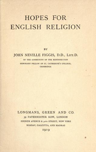 Cover for Hopes for English religion