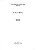 Cover for On shadow pricing
