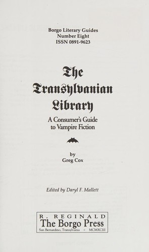 Cover for The Transylvanian library