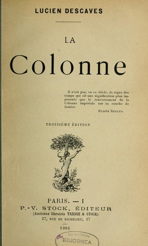 Cover for La colonne...
