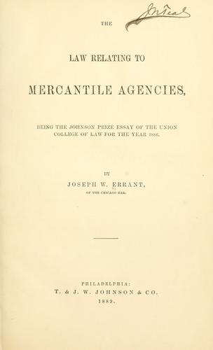 Cover for The law relating to mercantile agencies