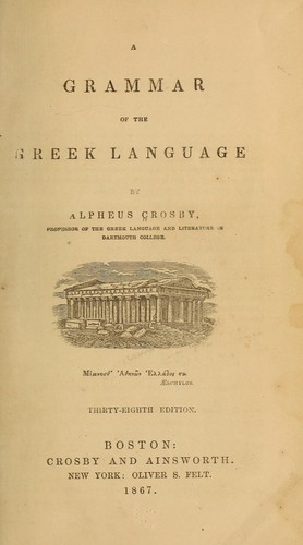 Cover for A grammar of the Greek language