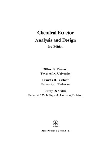 Cover for Chemical reactor analysis and design