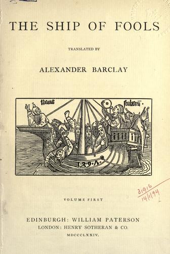 Cover for The ship of fools.