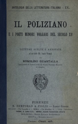 Cover for Il Poliziano e i poeti minori volgari del secolo XV