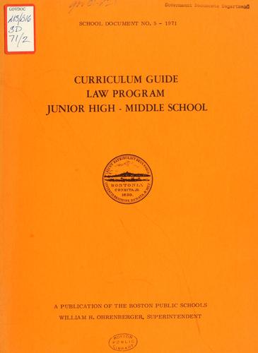 Cover for Curriculum guide, law program, junior high - middle school.