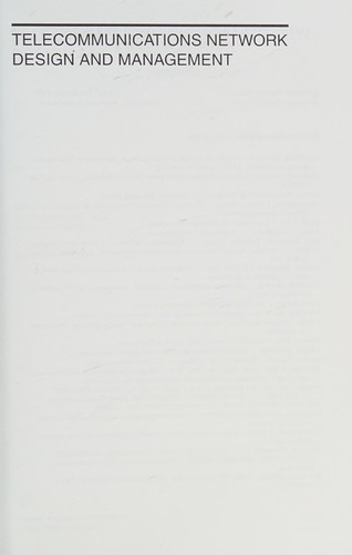 Cover for Telecommunications network design and management