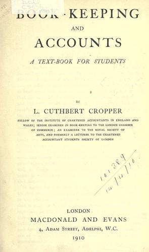 Cover for Book-keeping and accounts.