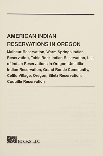 Cover for American indian reservations in oregon