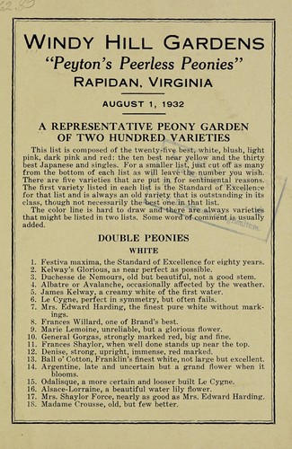 Cover for A representative peony garden of two hundred varieties