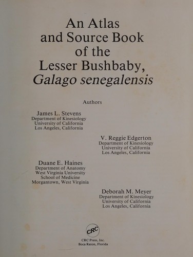 Cover for An atlas and source book of lesser bushbaby, galago senegalensis