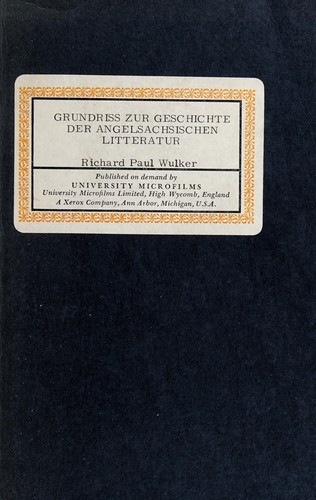 Cover for Grundriss zur Geschichte der angelsächsischen Litteratur