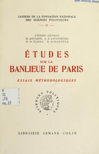 Cover for ʹEtudes sur la banlieue de Paris