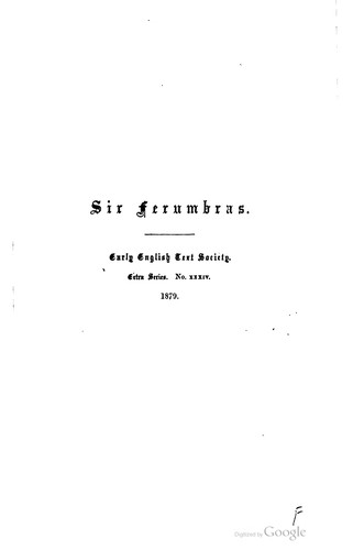 Cover for Sir Ferumbras.