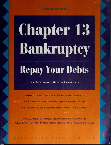 Cover for Chapter 13 bankruptcy