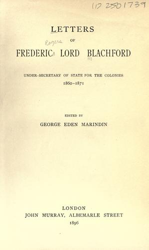 Cover for Letters of Frederic lord Blachford, under-secretary of state for the colonies, 1860-1871