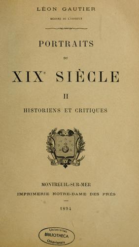 Cover for Portraits du XIXe siècle