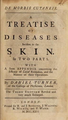 Cover for De morbis cutaneis. A treatise of diseases incident to the skin, in two parts