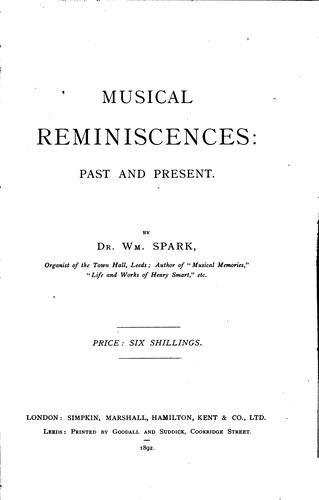Cover for Musical Reminiscences: Past and Present