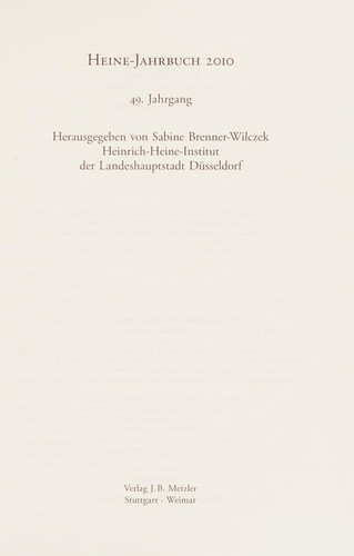 Cover for Heine-Jahrbuch 2010