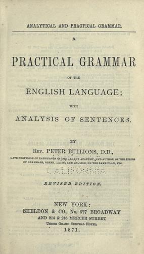 Cover for Analytical and practical grammar