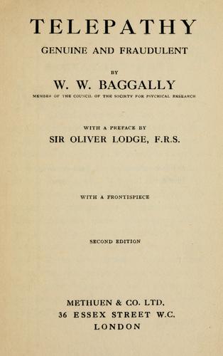 Cover for Telepathy, genuine and fraudulent.