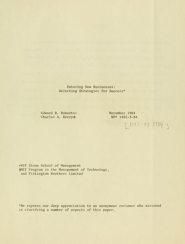 Cover for Entering new businesses