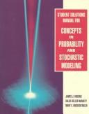 Cover for Student Solutions Manual for Concepts in Probability and Stochastic Modeling