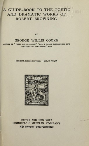 Cover for A guide-book to the poetic and dramatic works of Robert Browning