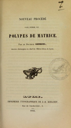 Cover for Nouveau proc©♭d©♭ pour op©♭rer les polypes de matrice