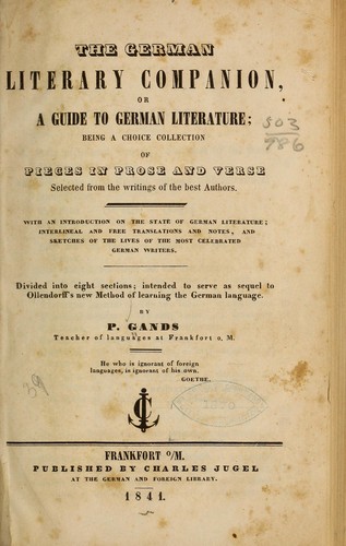 Cover for The German literary companion