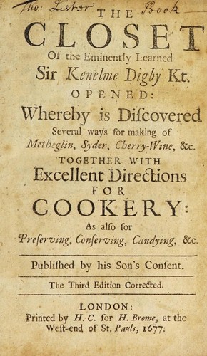 Cover for The closet of the eminently learned Sir Kenelme Digby Kt. opened