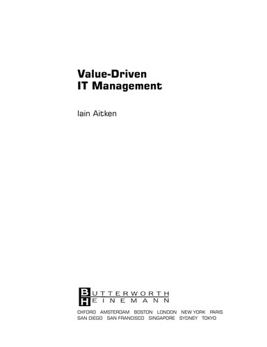 Cover for Value-driven IT management