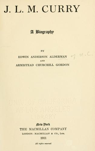 Cover for J. L. M. Curry, a biography