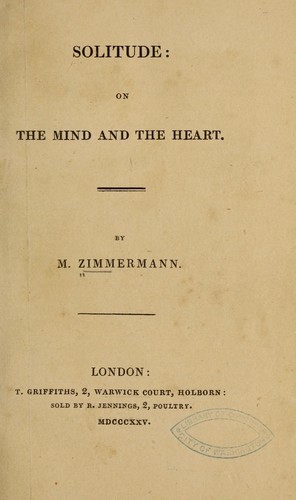 Cover for Solitude: on the mind and the heart