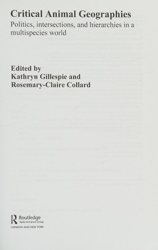 Cover for Critical Animal Geographies
