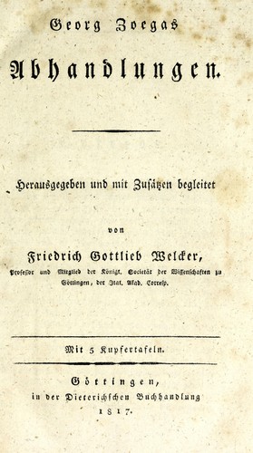 Cover for Georg Zoegas Abhandlungen
