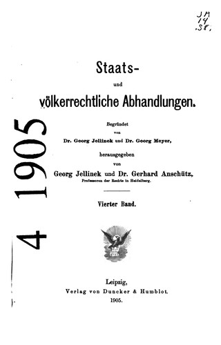 Cover for Staats- und völkerrechtliche Abhandlungen