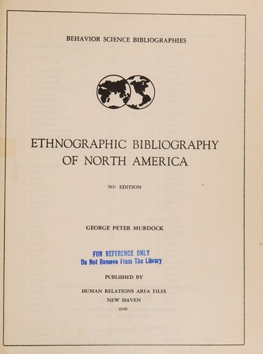 Cover for Ethnographic bibliography of North America.