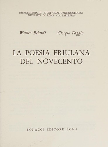 Cover for La Poesia friulana del Novecento
